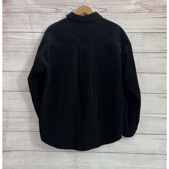 Forever 21 Oversized Corduroy BLACK   Shirt Jacket Women's  Retro SZ MEDIUM - Picture 2 of 10